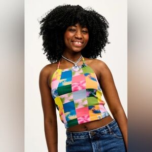 NWT Lucy & Yak - Patchwork Halter Top - Size XL